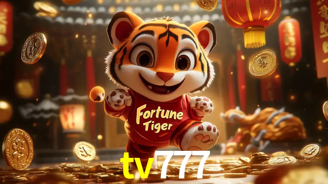 O alegre personagem do Fortune Tiger correndo sobre um caminho de moedas de ouro, simbolizando os grandes prêmios e a diversão do popular jogo de slot do tv777.