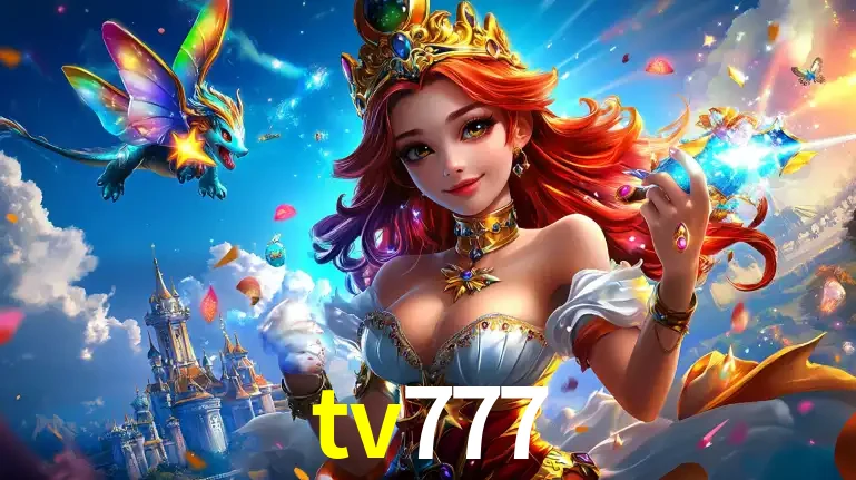 A princesa de um reino de fantasia mágico, com seu pequeno dragão, apresentando um mundo de prêmios encantados nos jogos de caça-níqueis do cassino tv777.